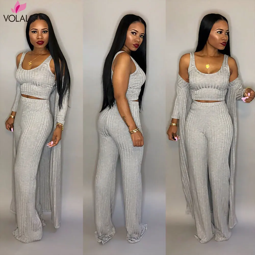 

Large Size 3xl 3 Piece Set Women Winter Long Sleeve Three Pieces Sets For Female Long Coat Pants Tops Women's Suits 3 Piece Set