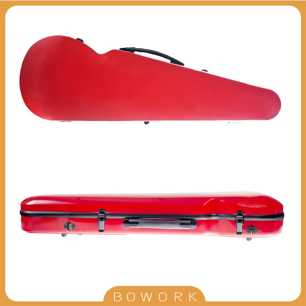 High Quality Glass Fiber Violin Case 4/4 Size Violin Sturdy Waterproof Red Shaped Fiberglass Fiddle Case For Acoustic & Electric