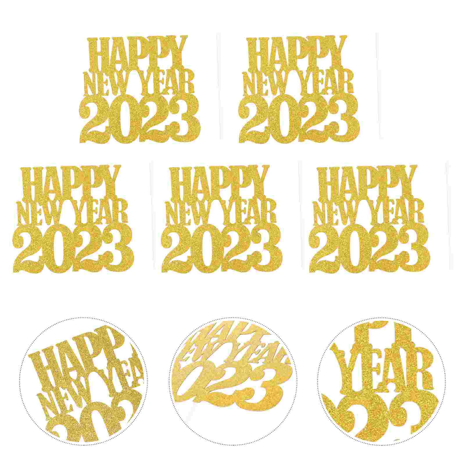 

Cake Picks New Cupcake Year Party Topper 2023 Toppers Dessert Decorations Supplies Glitter Cocktail Pick Salad Years Happy Eve