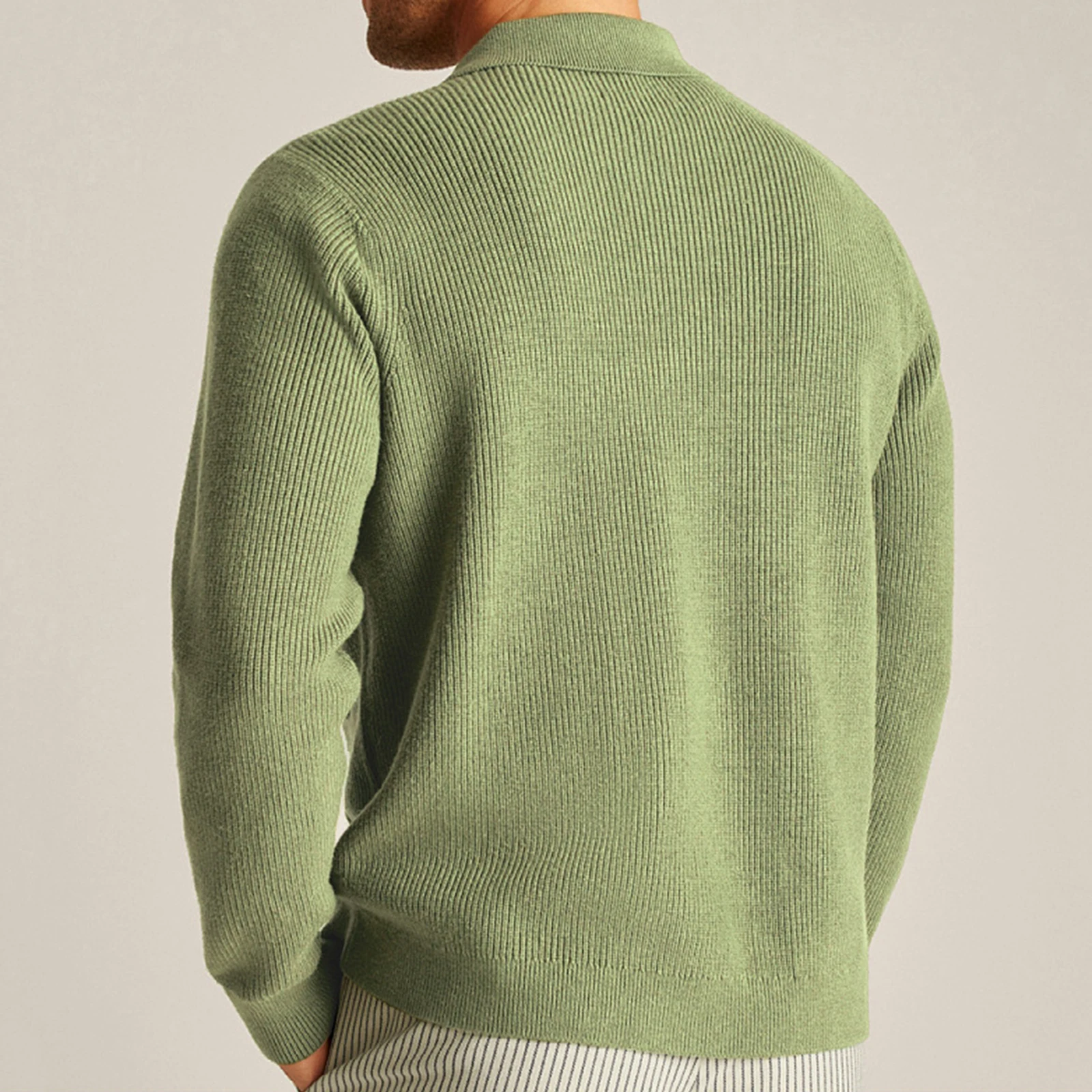 Men s Fall Knit Jacket Solid Color Ribbed Coats Long Sleeve Lapel Button Down Sweaters Outwear