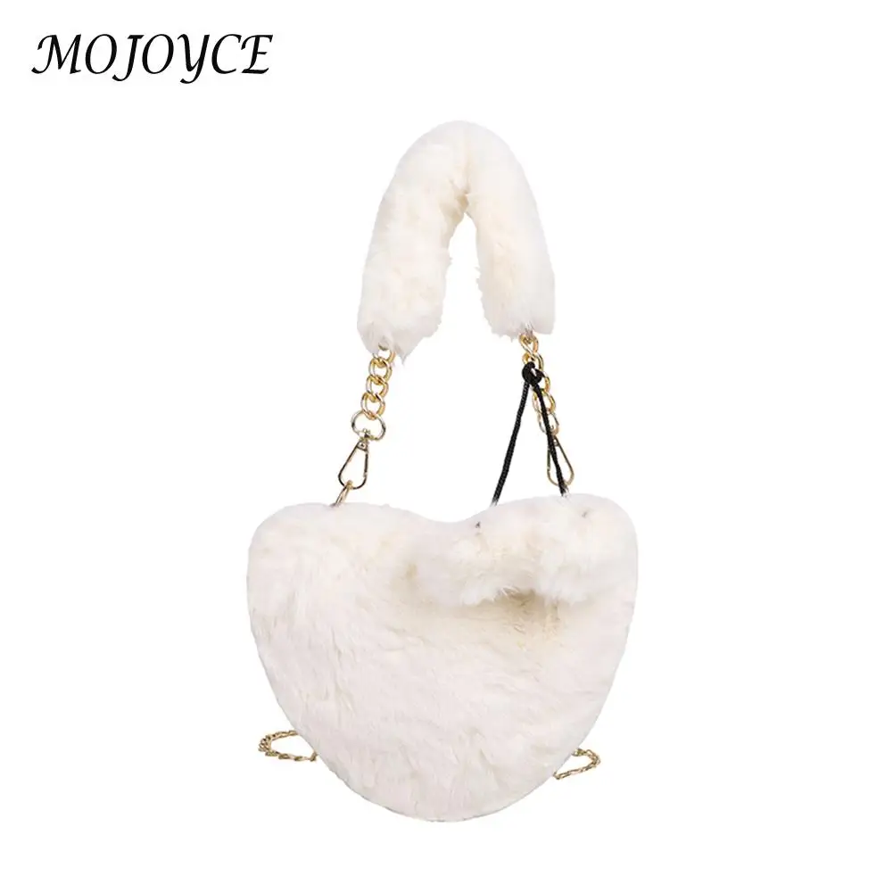 

Women Shoulder Bag Plush Solid Color Crossbody Bags Chain Zipper Mini Shoulder Bag Leisure Ladies Exquisite Handbags