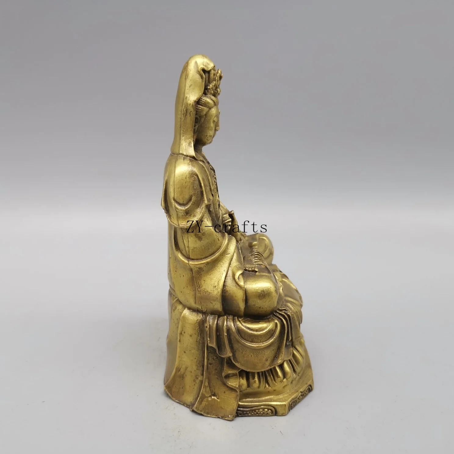 Китайский латунный буддистский храм lotus Kwan-Yin Guanyin статуя Будды Бодхисаттва |
