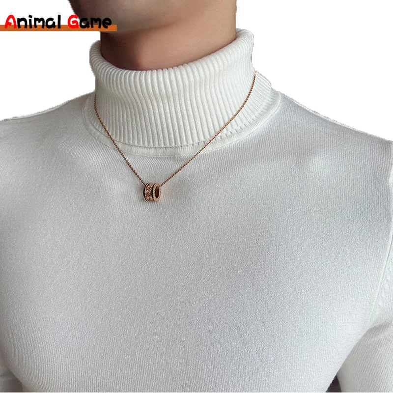 

Autumn/Winter Mens Turteneck Sweatshirt Warm Solid Color Slim Men's Casual Pullover Sweater Men Clothing