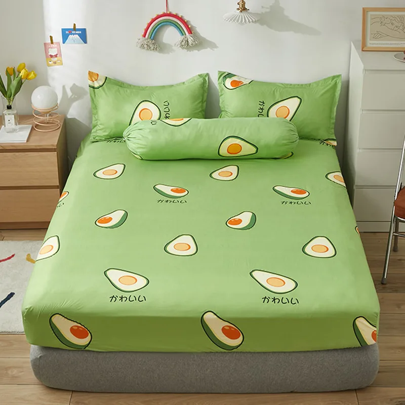 

New Matte Printed Aloe Cotton Fitted Sheet Single Piece Dustproof Bedspread Simmons Mattress Cover Protective Cover Bedding