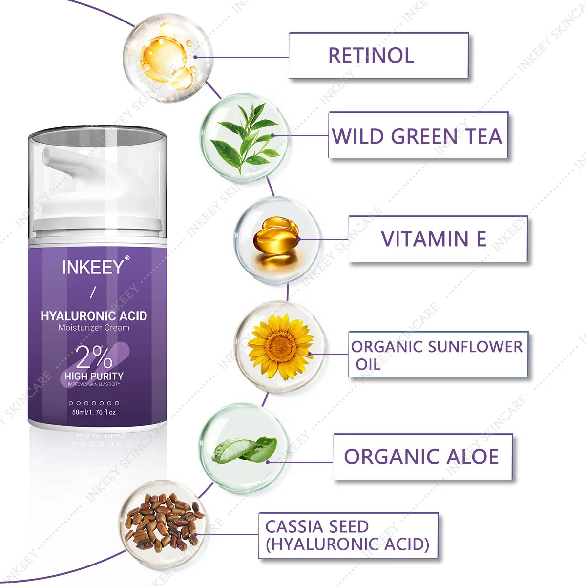 Антивозрастной крем для лица с гиалуроновой кислотой укрепляющий против морщин