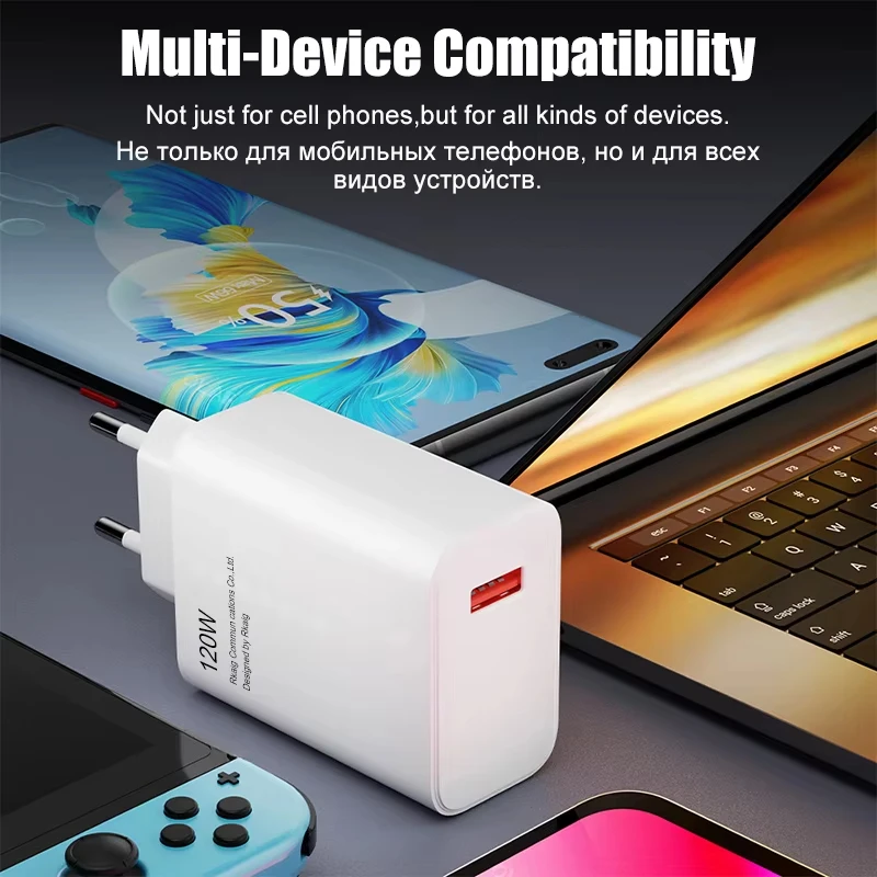 Быстрое зарядное устройство 120 Вт для Xiaomi 14 Кабель 15 Pro USB A Type C Redmi Note 14T Data Line 1M 2M США