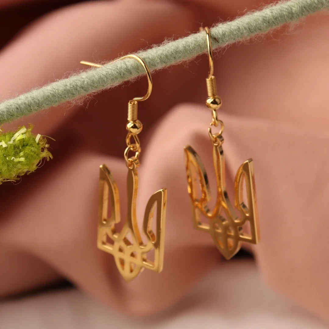 Серьги-подвески из нержавеющей стали с изображением национальных символов