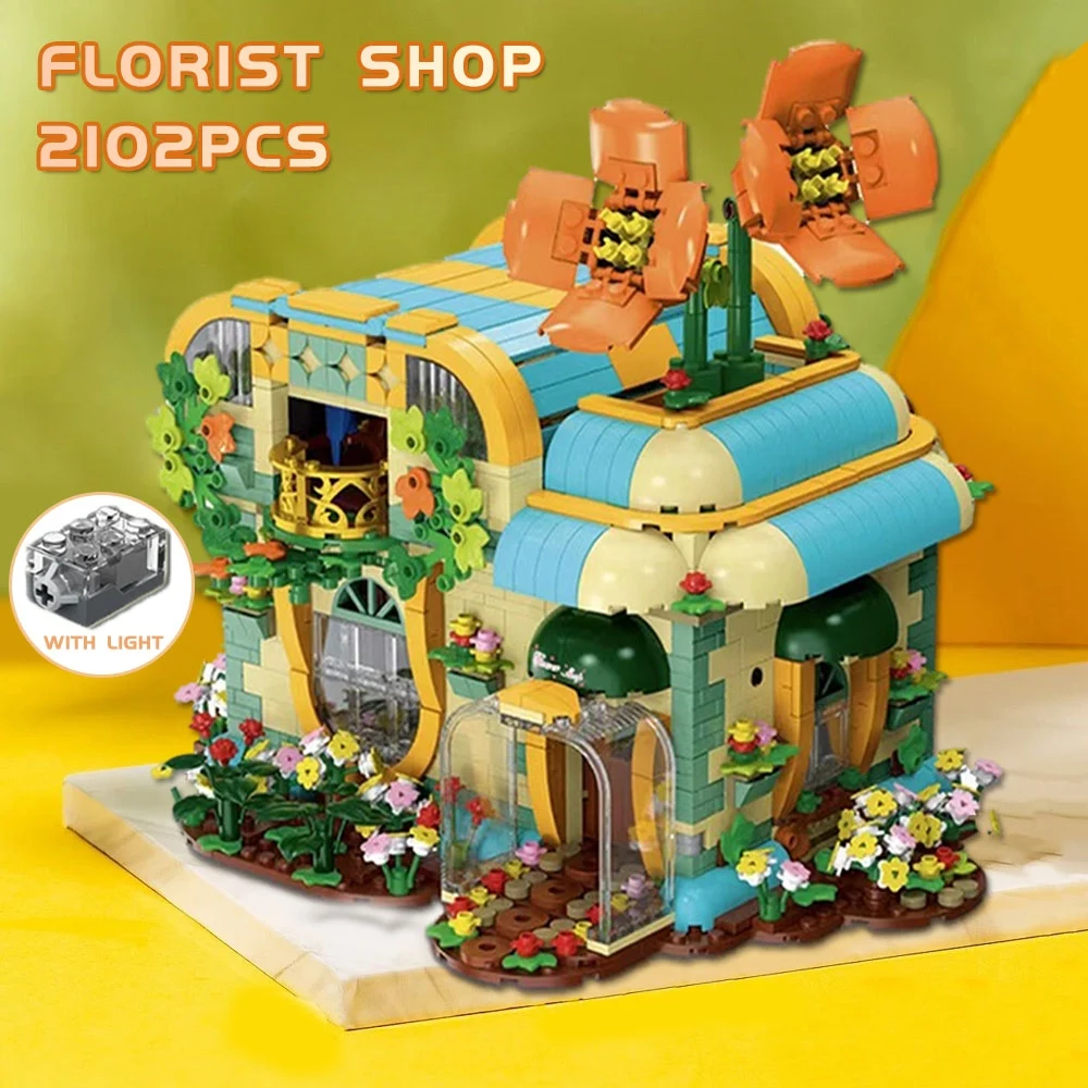 

031051 Creative Expert Tooncity Florist Flower Shop Modular House Moc Street View Brick Model Building Blocks Kids Toys 2102pcs
