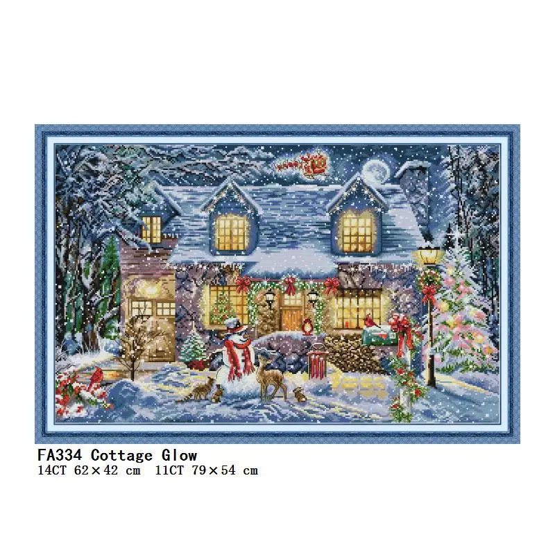 

Christmas Eve Scenery Patterns Counted DIY Wholesale 11CT 14CT Stamped Cross Stitch Sits Embroidery Kits Needlework Home Decor