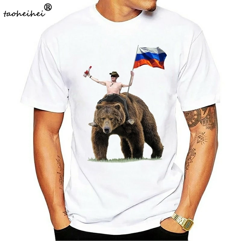 Футболка женская с круглым вырезом и принтом машинка Путин |