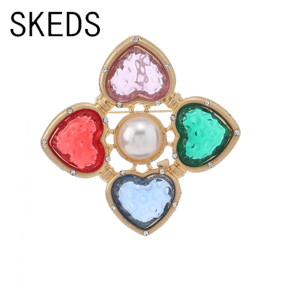 

SKEDS Vintage Baroque Women Elegant Cross Rhinestone Pins Badges Classic Retro Trendy Lady Banquet Party Accessories Brooches