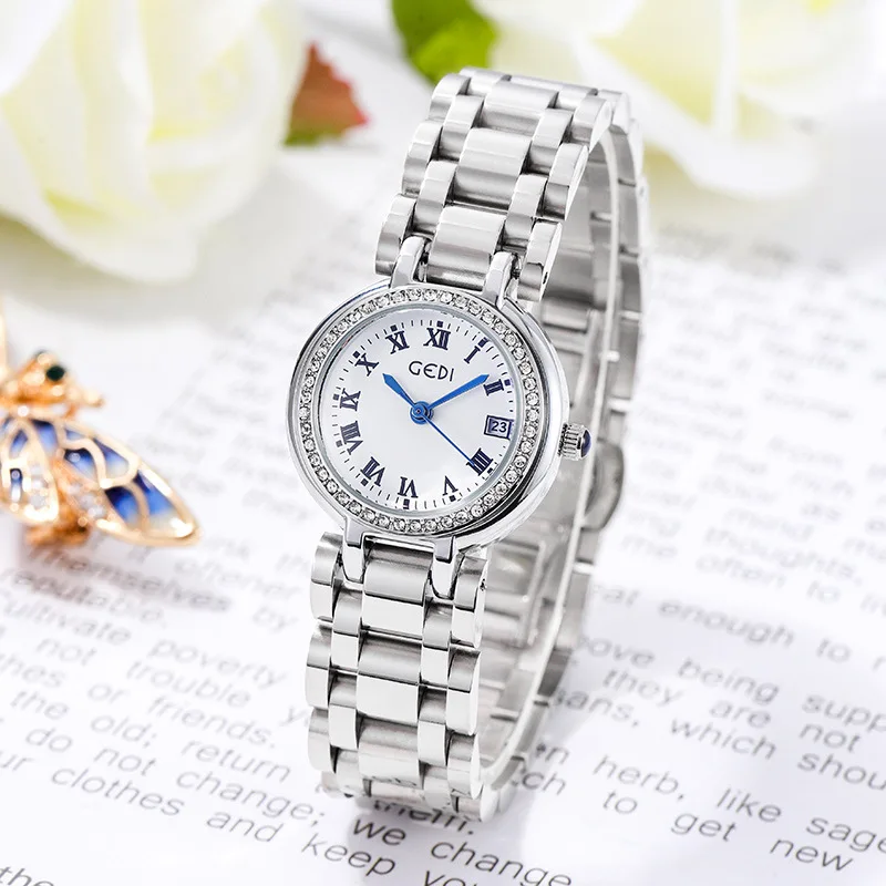 Women's Light Luxury Good-looking Calendar Stainless Steel Quartz Waterproof Steel Watch