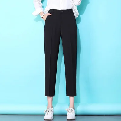 

trousers, nine-cent Black tall waist, thin and drooping feeling, small man, summer chiffon thin suit, straight pipe pants