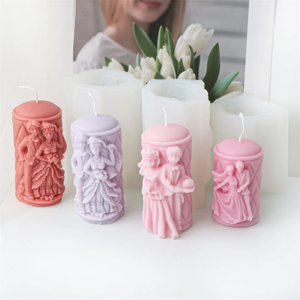 Свадебная Пара Тиснение Столбы Форма Для Свечей Романтическая Силиконовая
