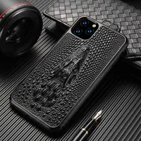 Genuine 3D Dragon Head Grain Cow Leather phone case For iPhone 12 Mini 12 13 14Pro Max 11 Pro Max X XS XS Max XR  6s 7 8 plus