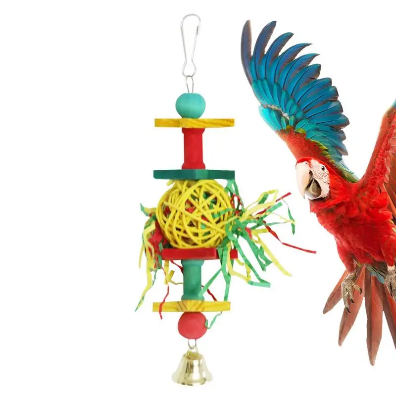 

Bird Parrots Shredding Toys Colorful Small Birds Loofah Toys For Chewing Birdcage Accessories For Chewing Exercise For Hamsters