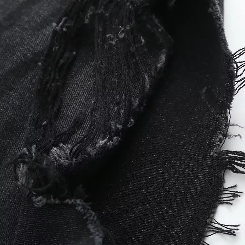 Jenny&Dave American Retro High Street Summer Mom Shorts Washed Hole Solid Color Denim Shorts