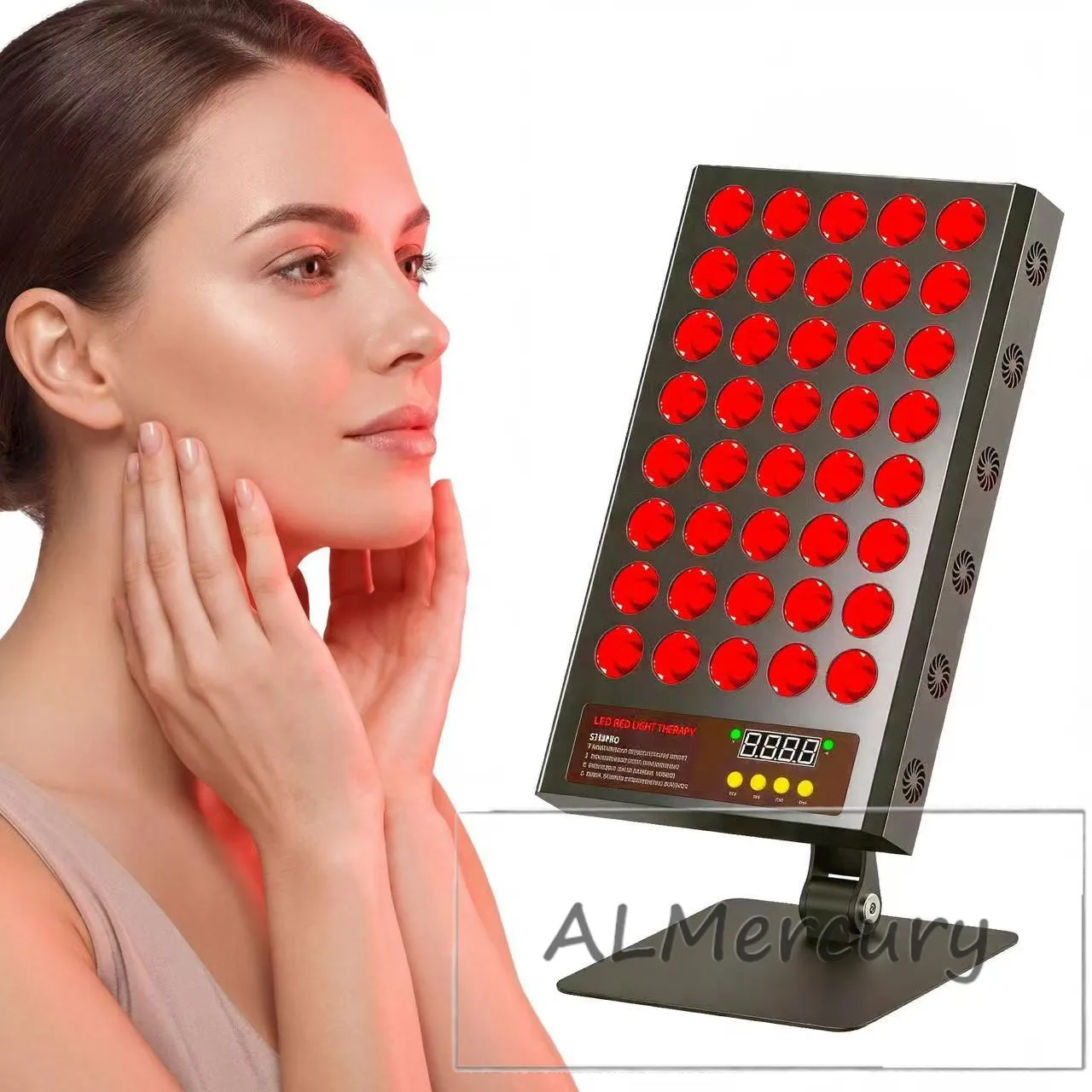 Фото Терапевтическая панель с LED-лампами 660 нм и 850 нм (красный свет и ближний инфракрасный) для ухода за лицом и телом с таймером, регулировкой яркости и импульсным режимом. №5
