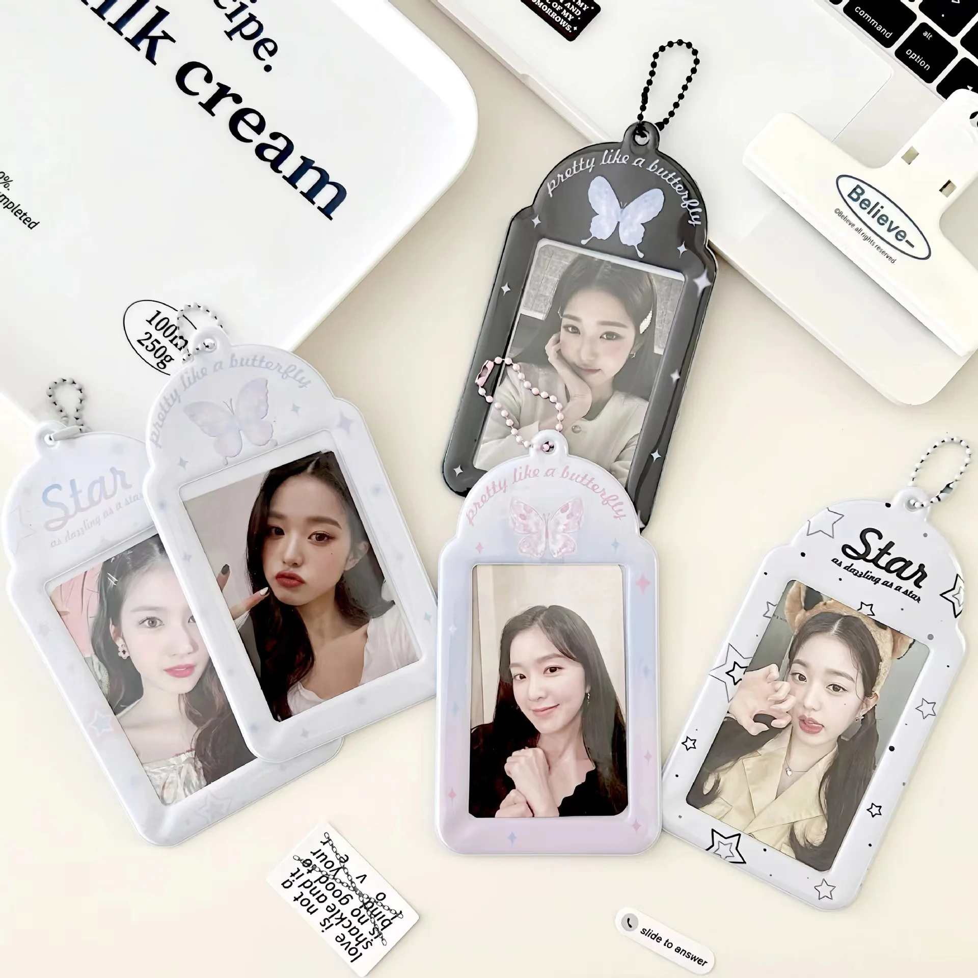 

Original Butterfly Card Holder 3 inch Kpop Photocard Holder PVC Photo Card Holder Bag Pendant School Stationery