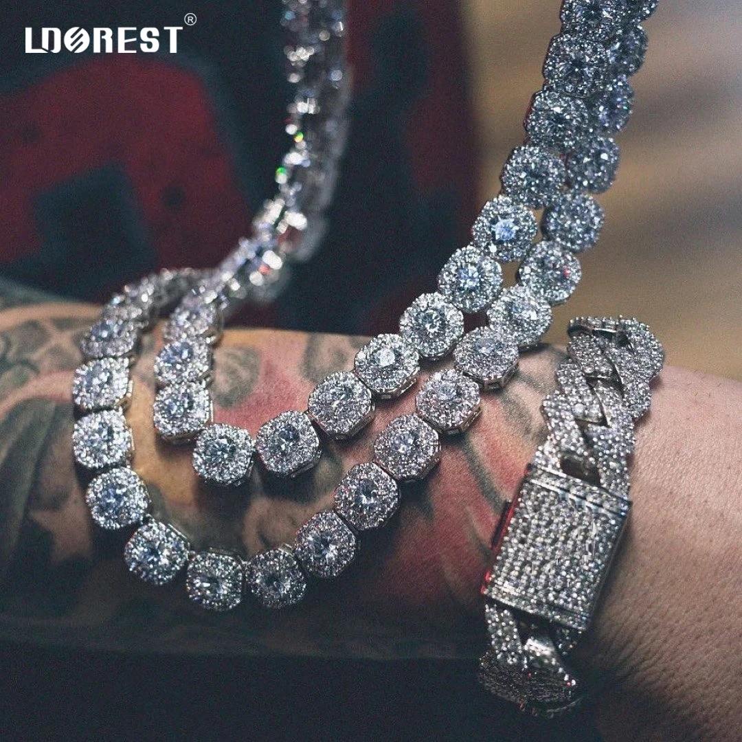 Men Women Bling 13mm Square Cuban Link Chain Necklace Iced Out Micro Pave Crystal Tennis Chain Choker Necklaces Fashion Jewelry