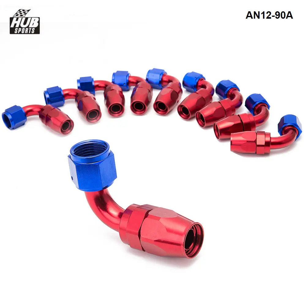 

10pcs /set 90Degree AN12 Aluminum Oil cooler Hose Fitting Fuel Push-On Hose End fittings Adaptor HU-AN12-90A