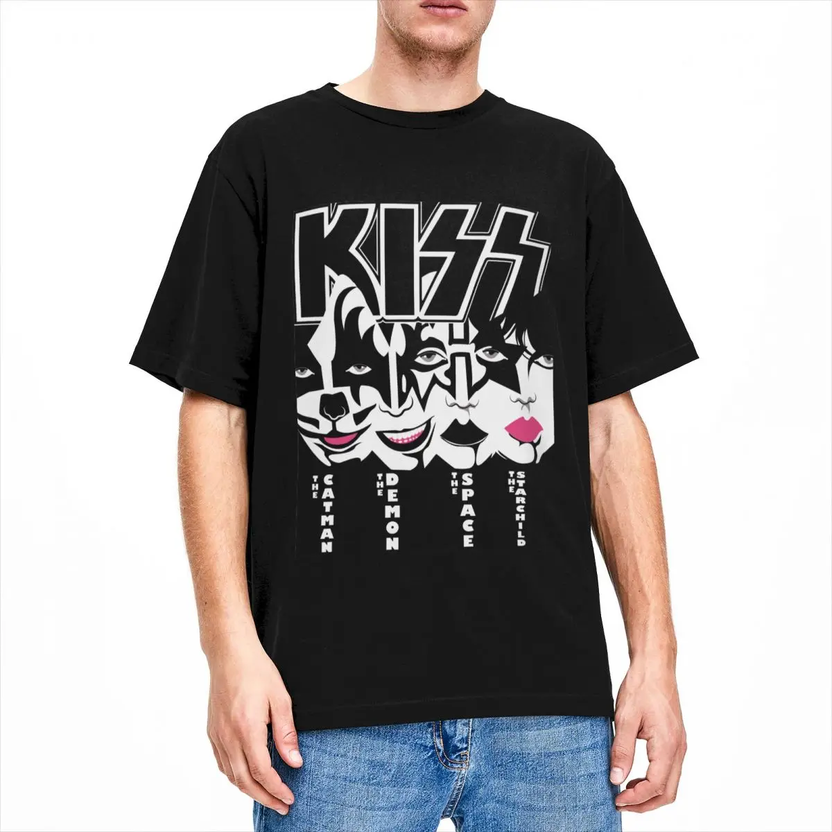 

Повседневные мужские и женские футболки рок-группы Badass Kiss с круглым вырезом из 100% хлопка с коротким рукавом Футболка идея для подарка