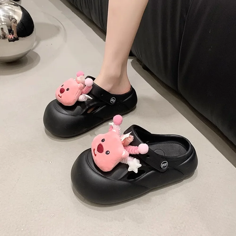 Летние женские тапочки Baotou с мультяшным принтом милые Нескользящие пляжные