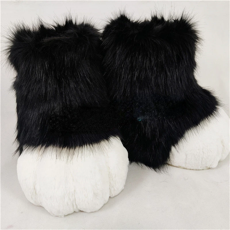 Фирменный новый комплект из черного и белого меха с животными и когтями, косплей, набор диких ногтей, аксессуары для одежды по индивидуальному заказу