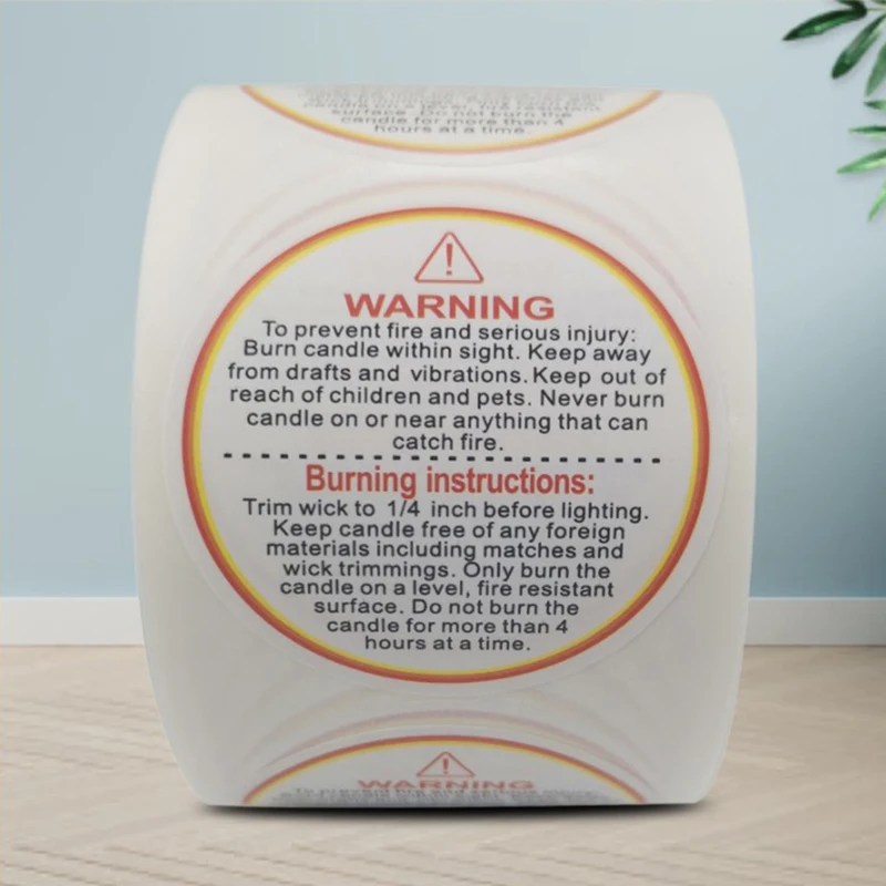 500 шт. круглые этикетки для свечей Предупреждение дюйм |