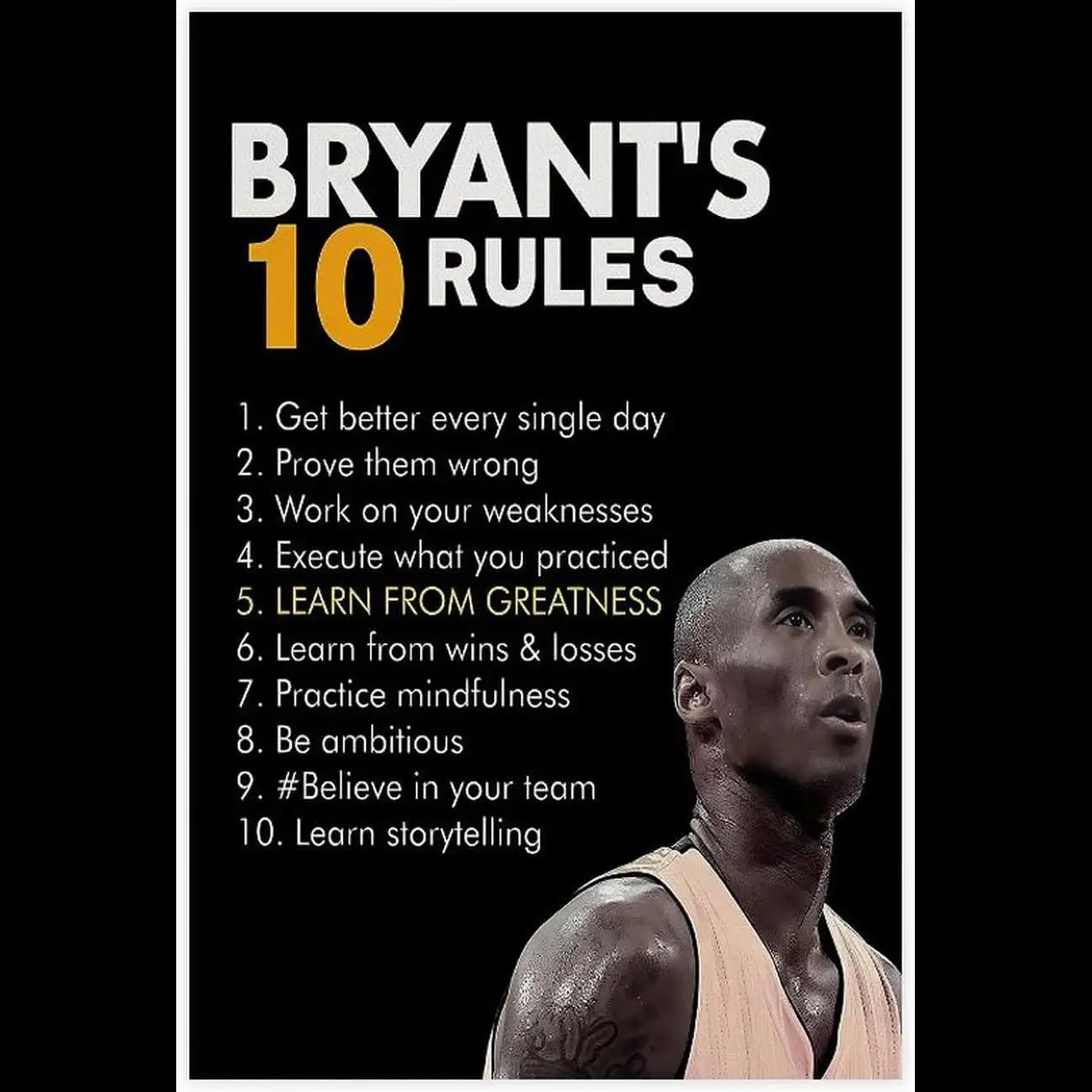 Мотивационный баскетбольный плакат Kobe Bryants Rules настенный для гостиной спальни