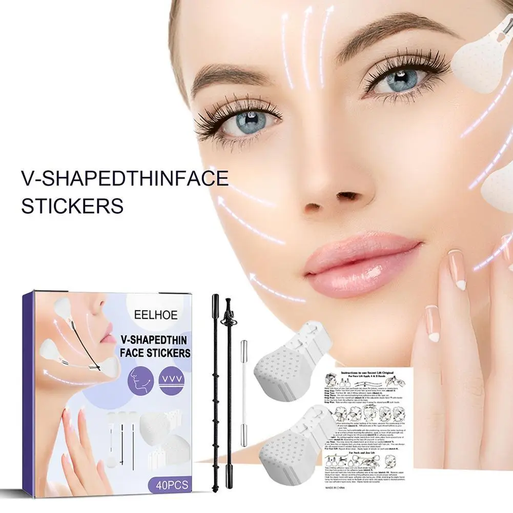 

40 Patch V-Shaped Invisible Face Lifter Skin Invisible Thin Face Stickers V Shape Chin Line Sagging Lift Patch Face Anti-Wrinkle