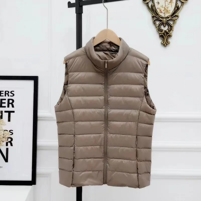 Women's Autumn Duck Down Warm Vest Sleeveless Stand Collar Portable Quilted Vests Female 2023 Winter Solid Casual Woman Jacket