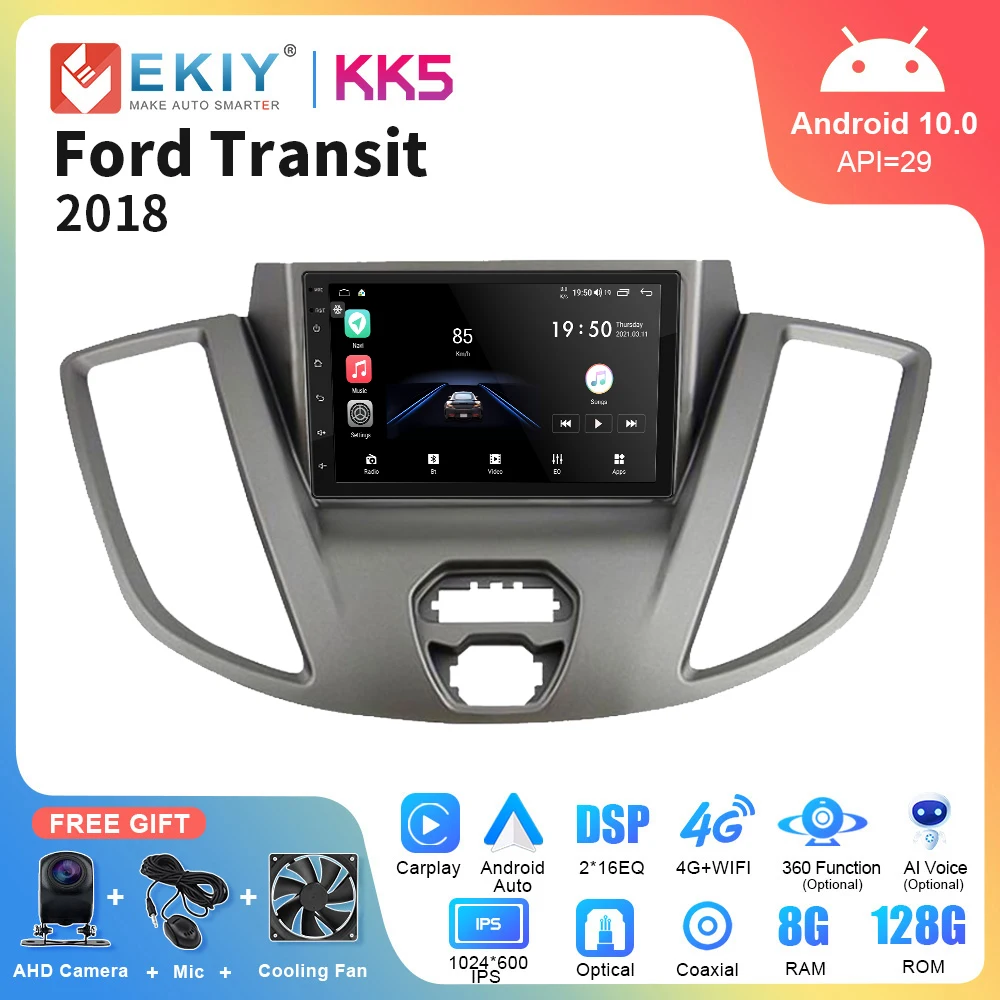 

EKIY KK5 7'' 8G 128G For Ford Transit 2018 Stereo Car Radio DSP Carplay Multimedia Video Player Navigation 4G Autoradio 2Din DVD