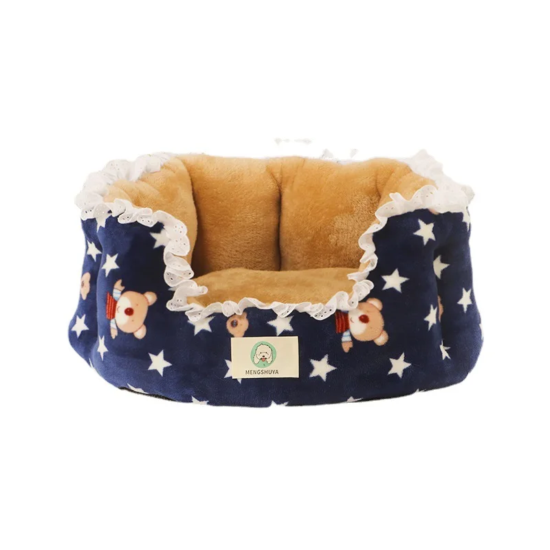 

All seasons round cat kennel cartoon Teddy dog bed warm color matching pet mat dog house 4 colors optional