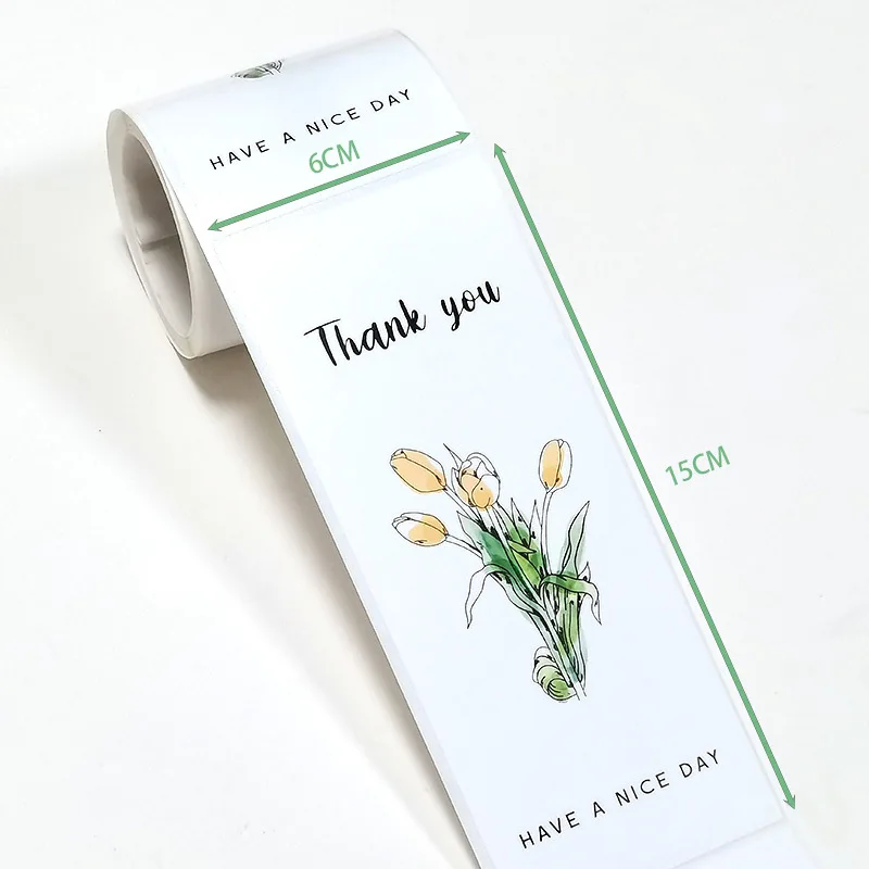 

50Pcs Tulip Flower Thank You Stickers Scrapbooking For Gift Decoration Stationery Sticker Seal Label Handmade Sticker