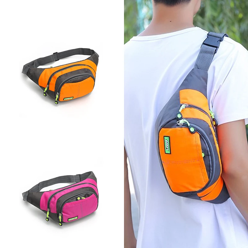 Low Moq Stock Fanny Pack Custom Logo Printed Men Women Nylon Passport Cover National Buckle Strap Waist Bag Sling Chest Bag