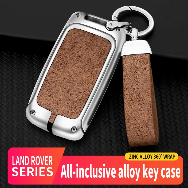 

Zinc Alloy+Leather Car Key Case Cover For Land Rover Range Rover Evoque Discovery Sport Velar Auto Keychain Accessories