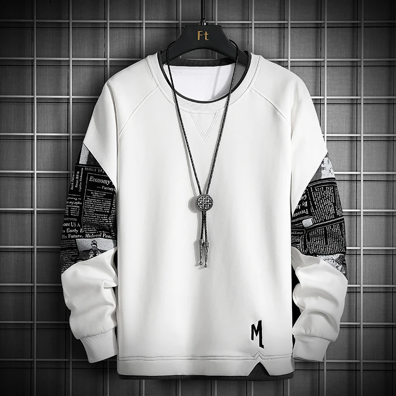 

Men Harajuku Hoodie Casual Hip Hop Sweatshirt Stitching Print Hoodie Male O-Neck Fashion Mens Clothing Multi Color New Mens Top