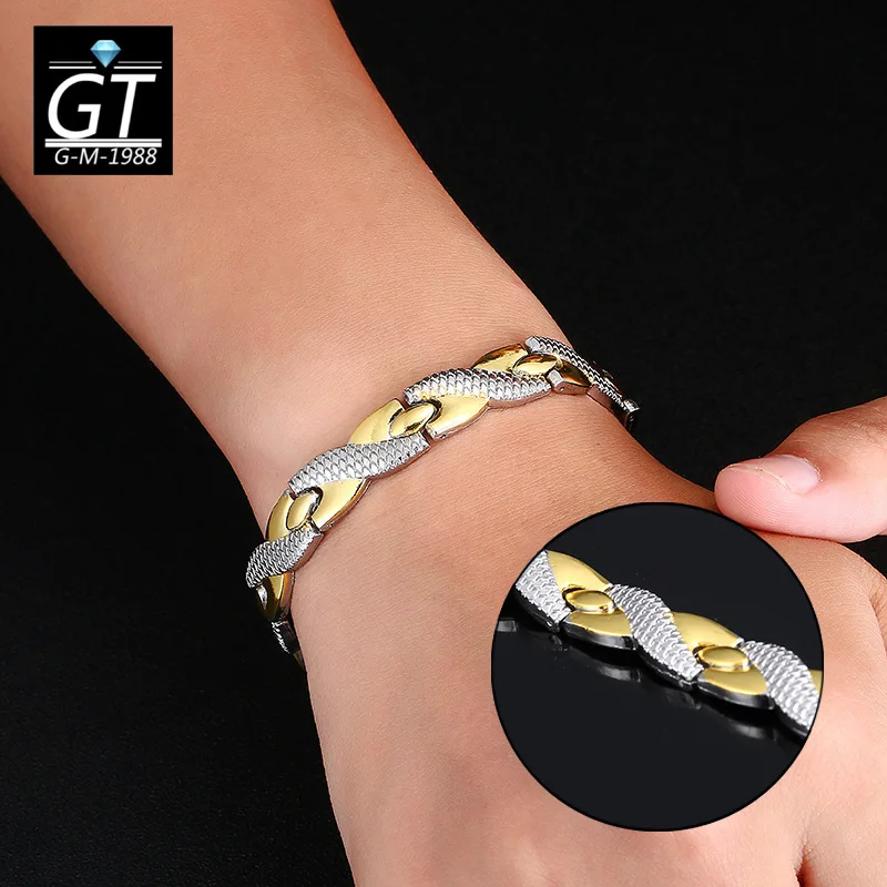 

Titanium Steel Removable Weight Loss Magnetic Therapy Couple Bracelet Magnets Slimming Bangle Relieves Fatigue Stainless Jewelry