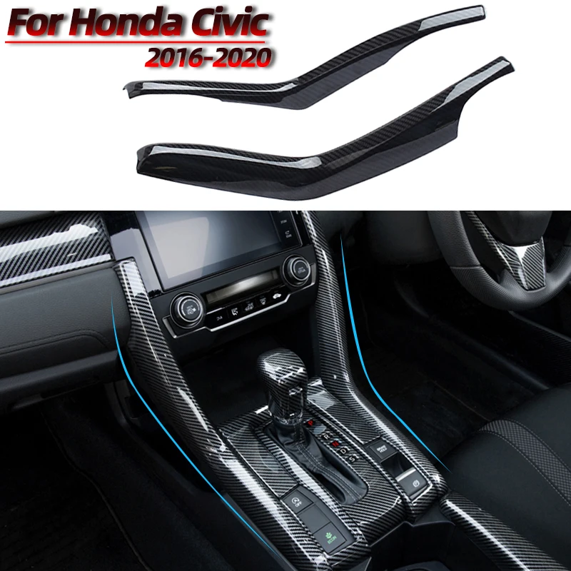 

For Honda Civic 2016-2020 Car Interior Center Consoles ABS Carbon Fiber Cover Gear Panel Stickers Decorative Car Accessoriors