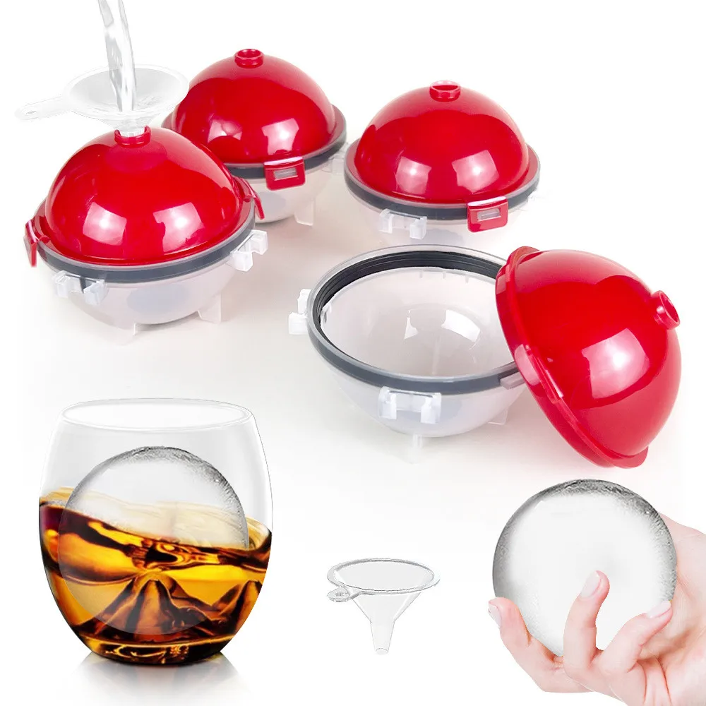 

Round Ice Cube Molds Ice Sphere Molds with Built-in Funnel Easy-Release Ice Ball Maker Molds Sphere Ice Cubes for Cocktails