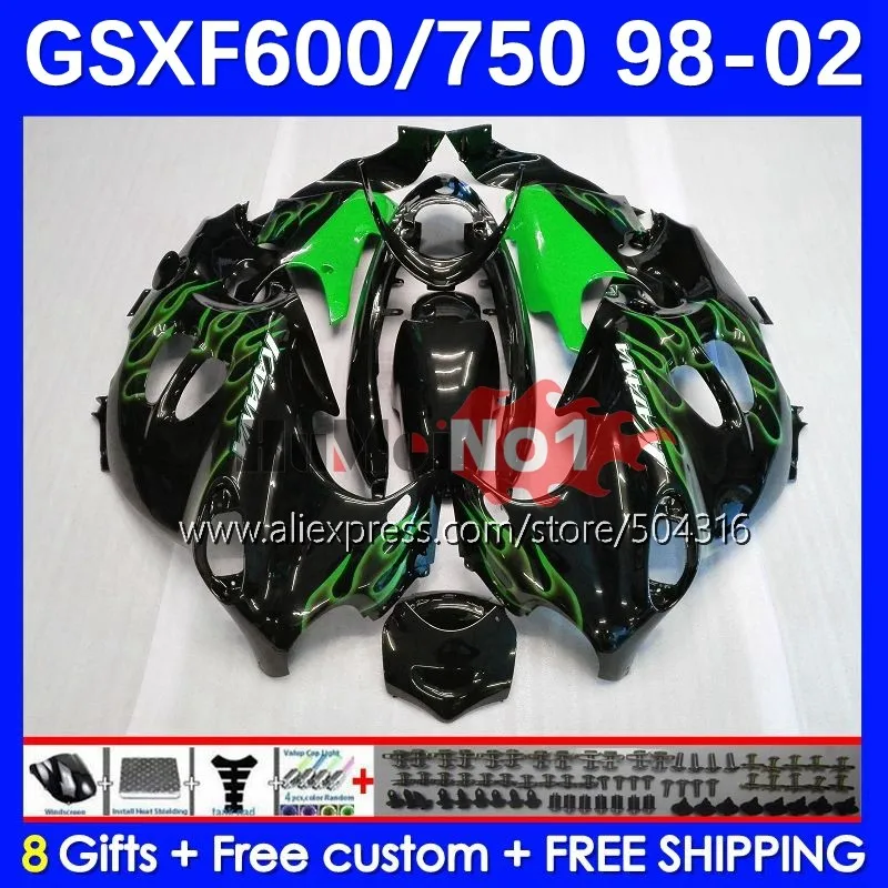 

Корпус обтекателя Для SUZUKI KATANA GSXF 750 600 GSXF750 12No.110 green blk GSXF600 98 99 00 01 02 GSX750F 1998 1999 2000 2001 2002