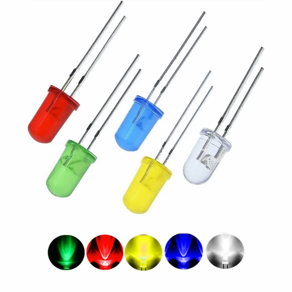 

500 Pcs 5mm Led Diode Super Bright Multicolor Individual Light Emitting Diodes Assortment Kit Red/Green/Blue/Yellow/White Lamps