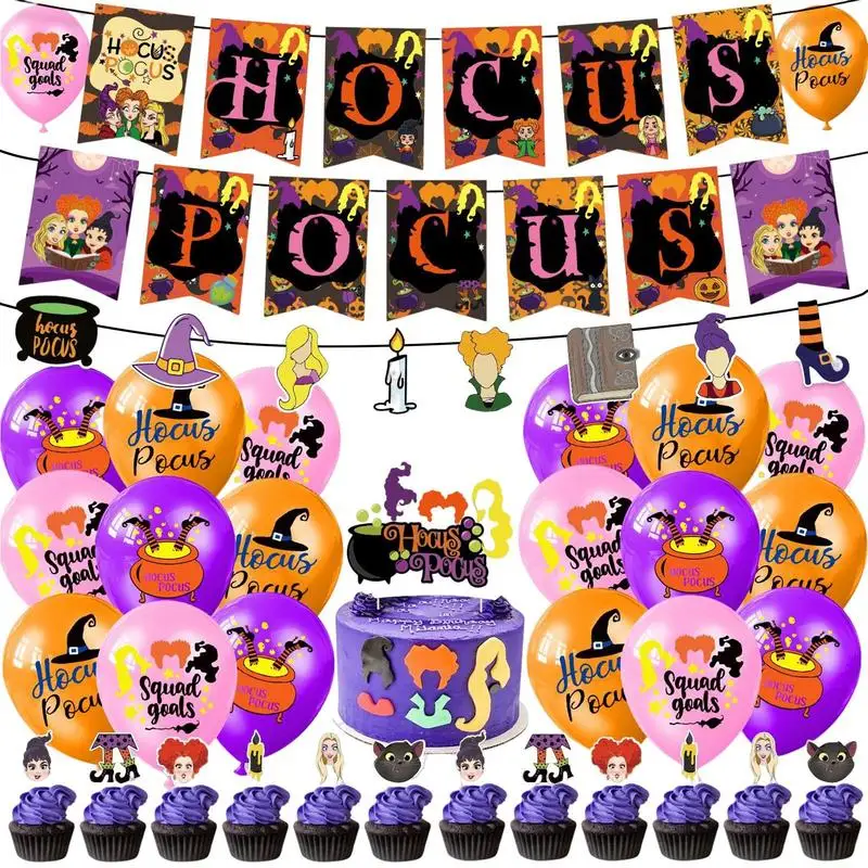 

Halloween Theme Birthday Party Decor Birthday Festive Party Decoration Witch-Theme Cake Toppers Birthday Party Supplies