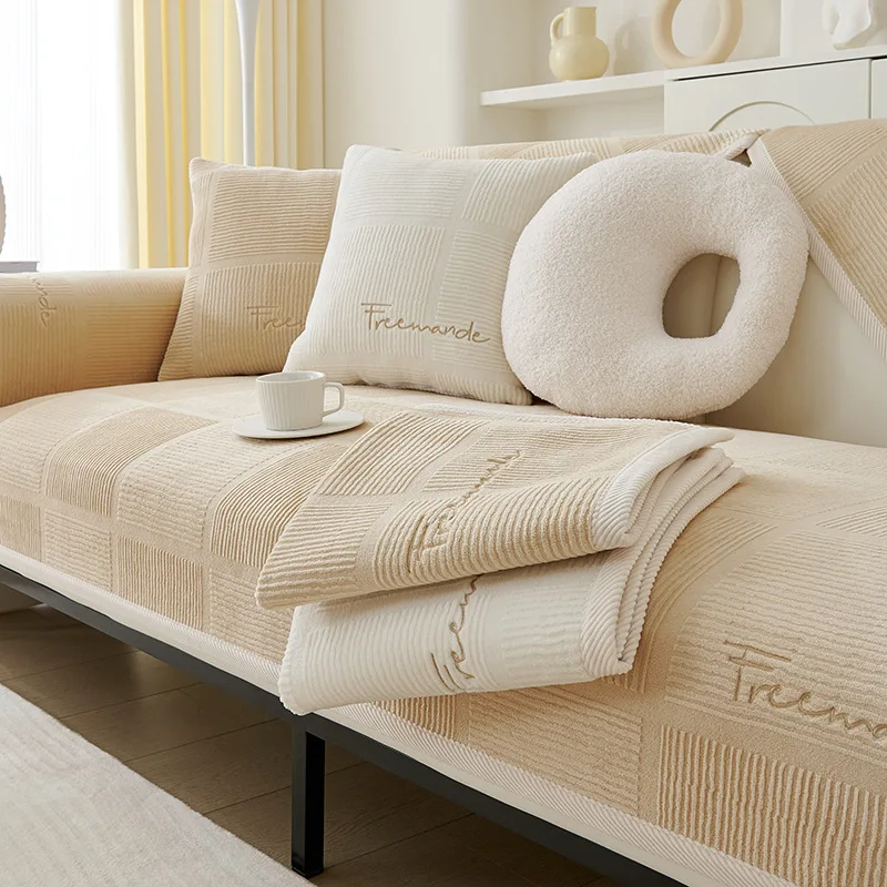 

Простой всесезонный плюшевый чехол для дивана в гостиную, кожаный чехол для дивана, подушки на сиденье, чехол для стула, универсальный нескользящий защитный чехол