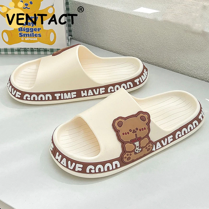 

Сандалии VENTACT женские/мужские летние, мягкие босоножки из ЭВА, толстая подошва, симпатичный медведь, повседневные шлепанцы для душа, 2022