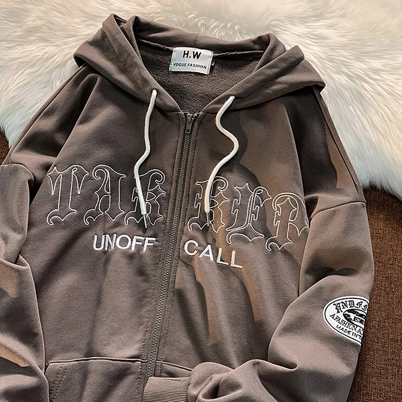 

Letter Embroidery Hoodies Women Harajuku Sweatshirts Vintage Hoodie Loose Casual Streetwear Women Long Sleeve Clothes Tops