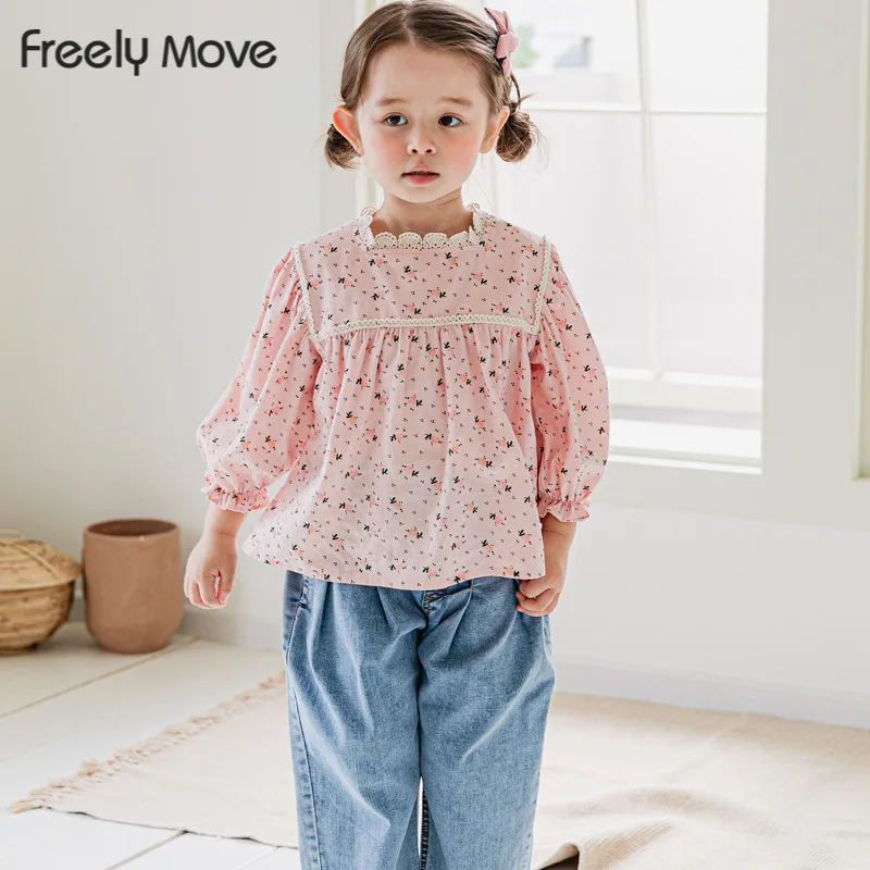 

Freely Move Flower Kids Baby Girls Blouse Shirt Spring Autumn Girls Printing Shirt Long Sleeve Printed Girls Blouse Shirt