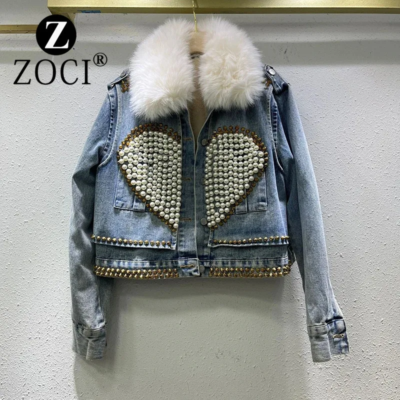 [zoci] 2024 зимнее новое тяжелое промышленное джинсовое хлопковое пальто со съемным