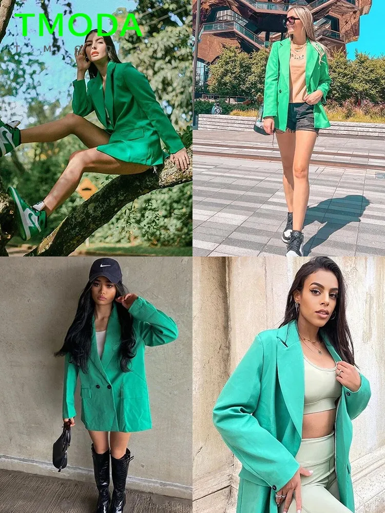 Женский двубортный Блейзер-оверсайз TMODA офисное классическое Свободное пальто